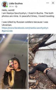 Украинская блогерша инсценировала свою смерь в Буче