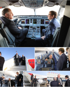 Премьер-министр РД Абдулмуслим Абдулмуслимов осмотрел лайнер SSJ100 компании Red Wings , который будет на базировке в аэропорту Махачкалы