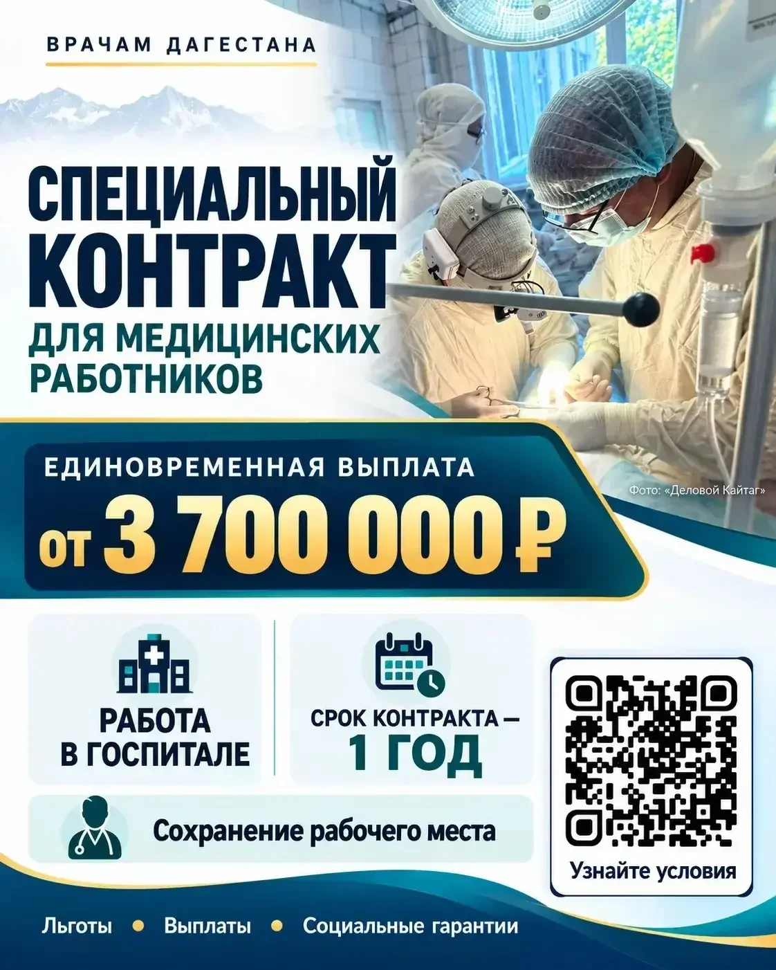 Медикам Дагестана предлагают годовой контракт с выплатами от 3,7 млн рублей